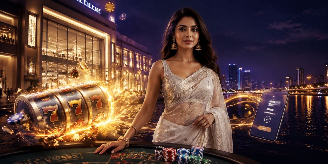 Player enjoying slot game in traditional saree in Delhi