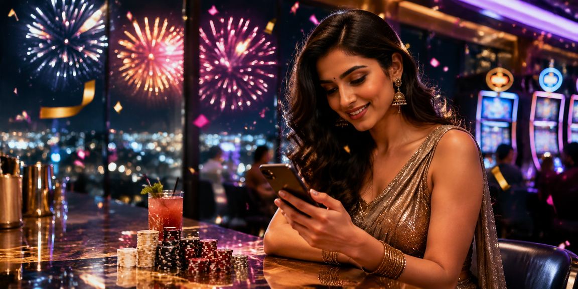 Young Indian woman using mobile casino app in Pune